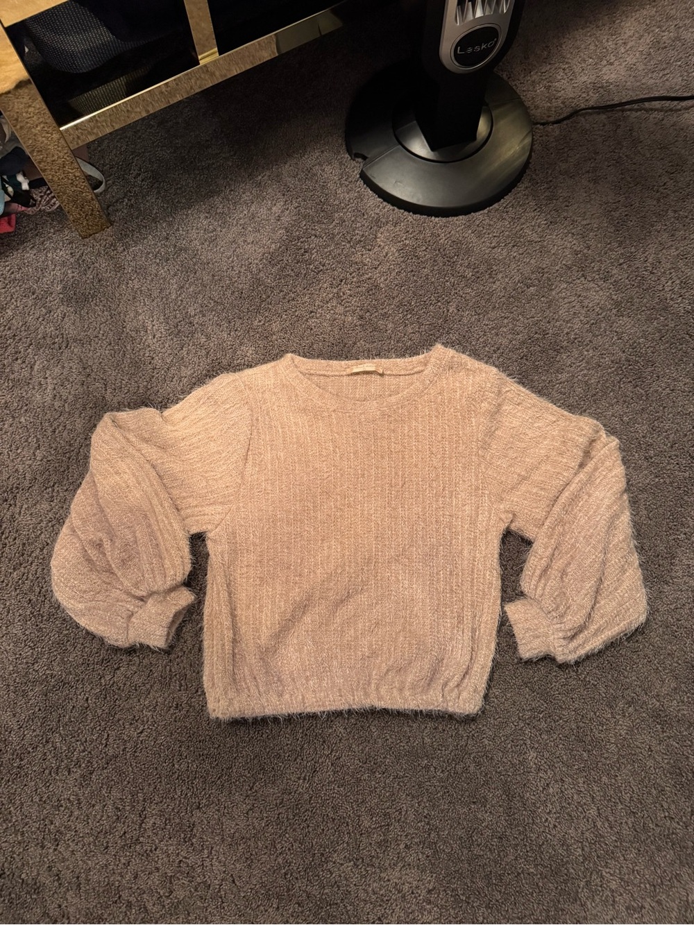 Cozy Balloon-Sleeve Women's Sweater in Taupe